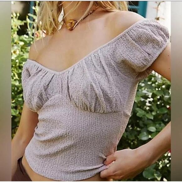 Free People Off-Shoulder Blouse in Beige - Picture 9 of 9